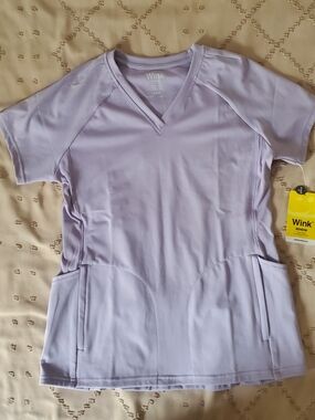 Wink Lavender V-Neck Short Sleeve Scrub Top